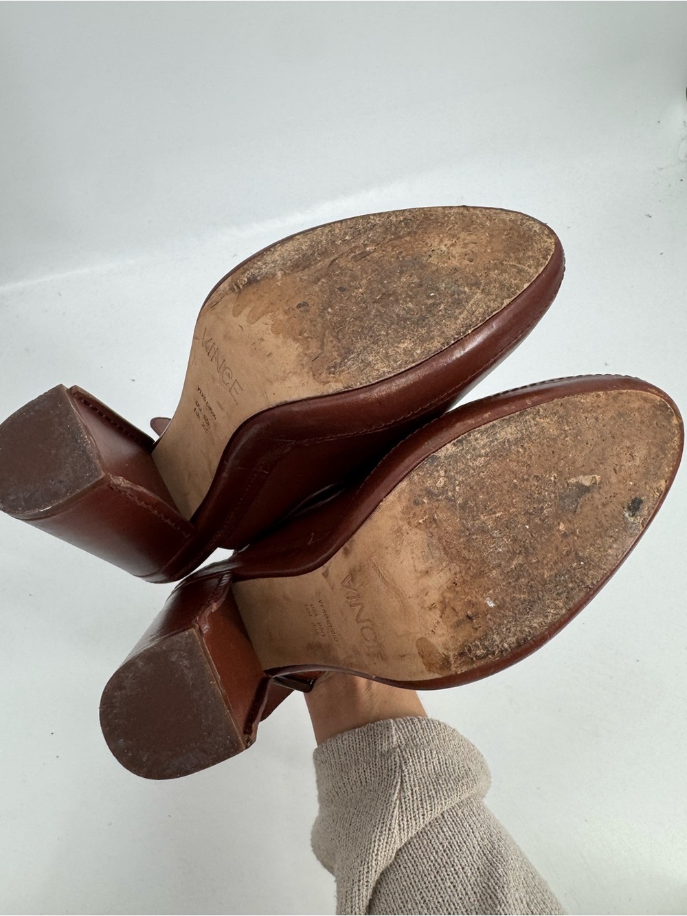 Vince Brown Leather Slingback Block Heel Mules - Size 9.5M - Picture 8 of 12